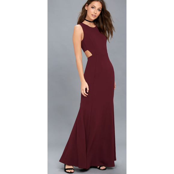 Lulus Loving Embrace Burgundy Cutout Maxi Dress XL Formal Prom Wedding - Picture 1 of 7